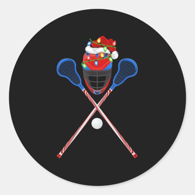 Lacrosse Sports Lover Xmas Weihnachtsmannmütze Lac Runder Aufkleber (Vorderseite)