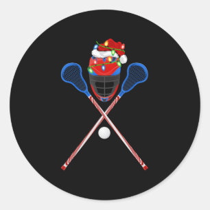 Lacrosse Sports Lover Xmas Weihnachtsmannmütze Lac Runder Aufkleber