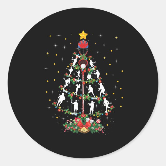 Lacrosse Sports Lover Xmas Weihnachtsmannmütze Lac Runder Aufkleber (Vorderseite)