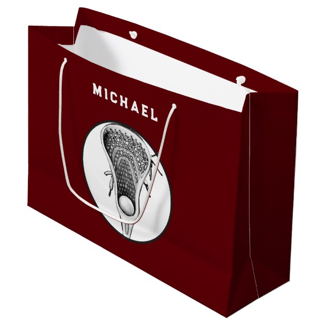 Lacrosse Sports Maroon Grand Sac Cadeau (Devant Angle)