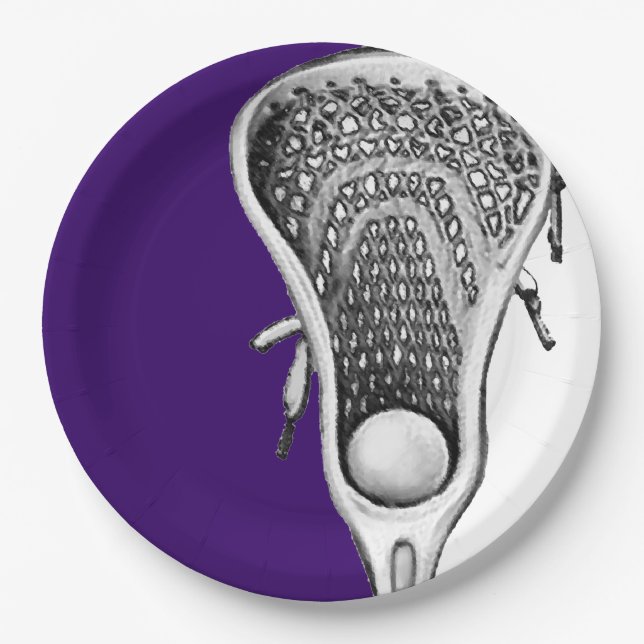 Lacrosse Sports Party Lila Pappteller (Vorderseite)