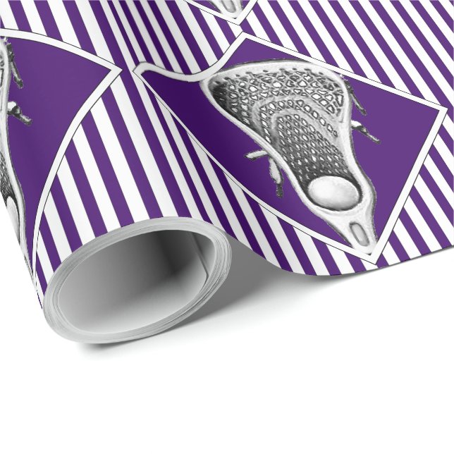 Lacrosse Sports Purple Papier cadeau enveloppant (Coin rond)