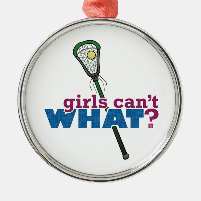 Lacrosse Stick Green Silbernes Ornament (Vorne)