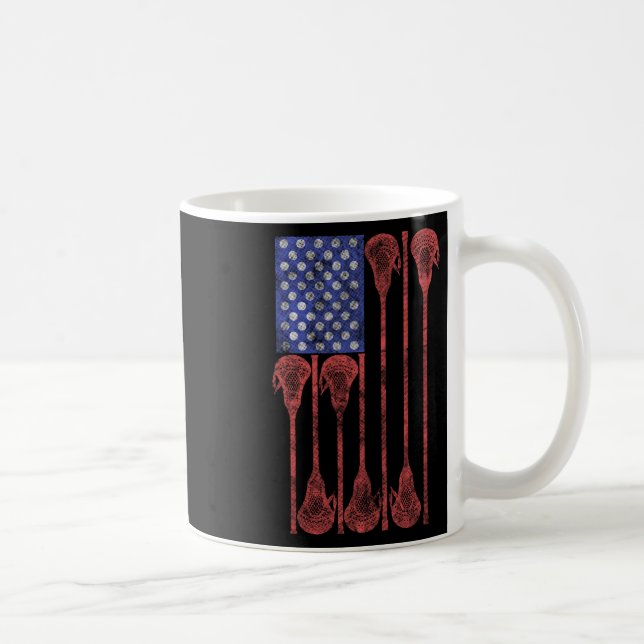 Lacrosse Stick Lax American Flag Kaffeetasse (Rechts)