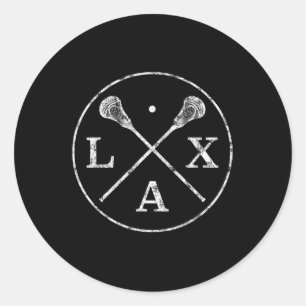 Lacrosse Sticks Emblem I T-Shirt für LAX Spieler u Runder Aufkleber