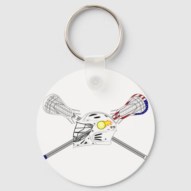 Lacrosse Sticks mit Helm Schlüsselanhänger (Vorderseite)