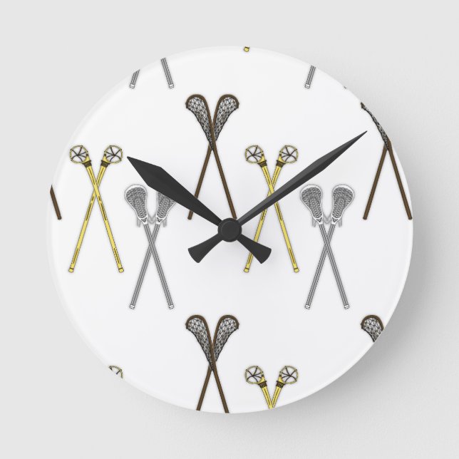 Lacrosse Sticks Runde Wanduhr (Vorderseite)