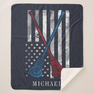 Lacrosse Sticks Vintag Flag Personalisiert Sherpadecke