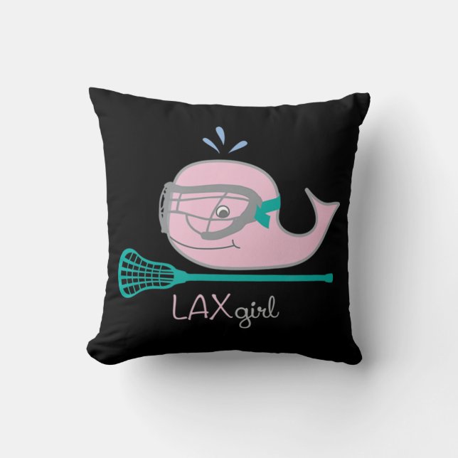 Lacrosse T-Shirts für Mädchen Rosa Whalemaske Kissen (Vorderseite)