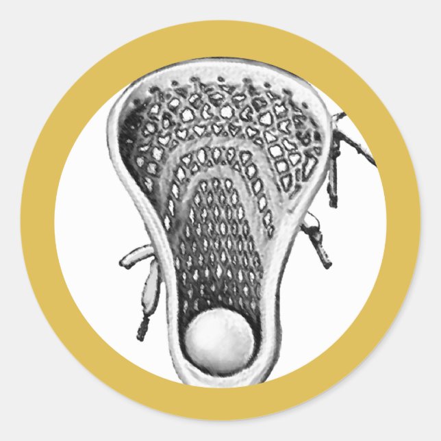 Lacrosse Team Gold Classic Round Sticker (Vorderseite)