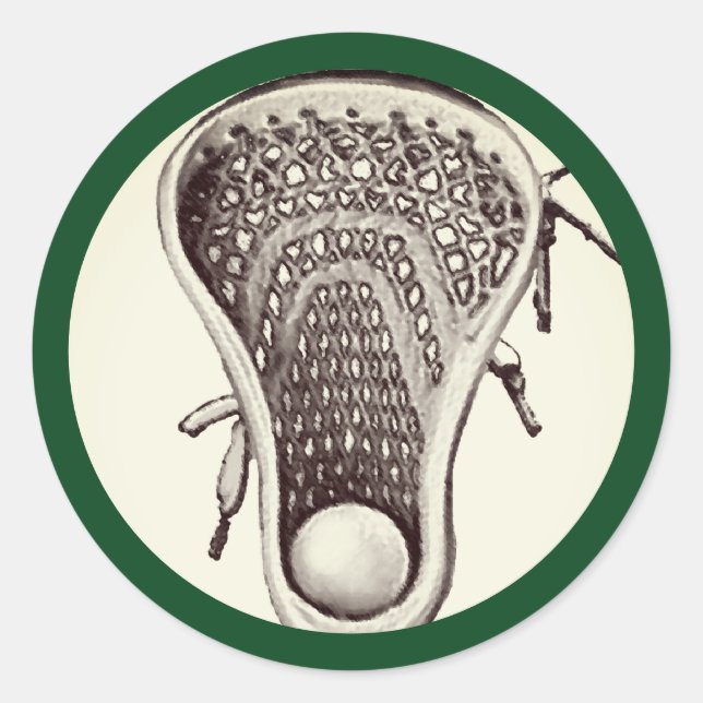Lacrosse Team Green Classic Round Sticker (Vorderseite)