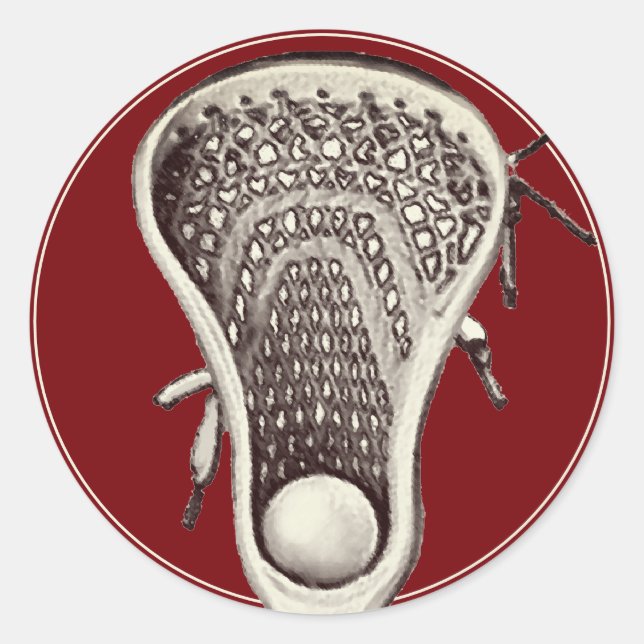 Lacrosse Team Maroon Classic Round Sticker (Vorderseite)