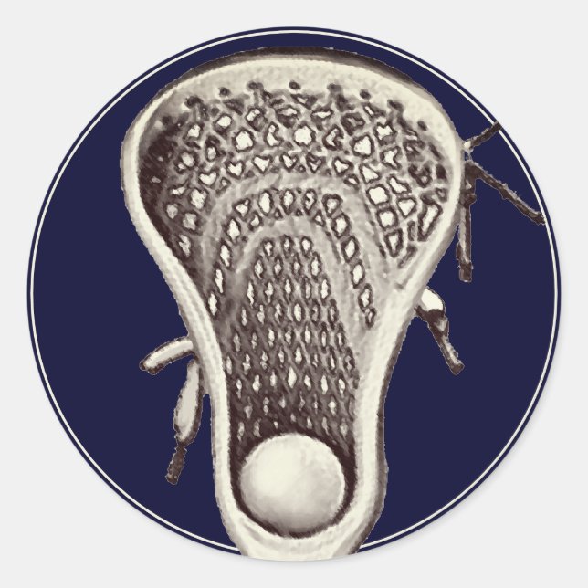 Lacrosse Team Navy Blue Classic Round Sticker (Vorderseite)