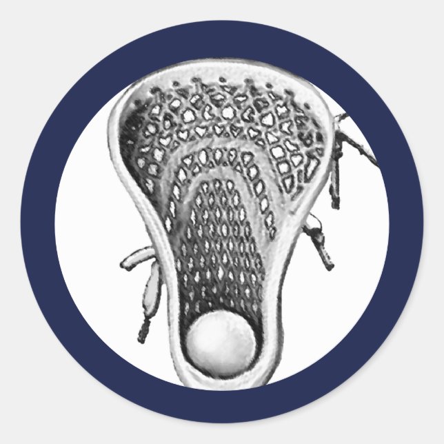 Lacrosse Team Navy Blue Classic Round Sticker (Vorderseite)