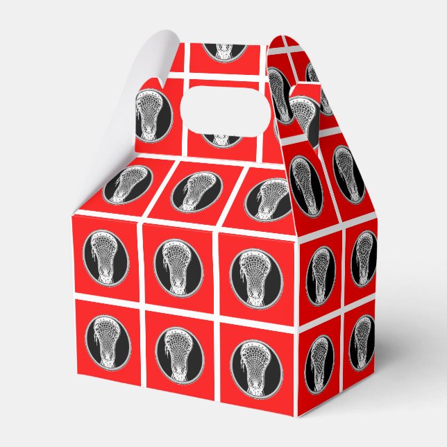 Lacrosse Team Red Favor Box Geschenkschachtel (Vorderseite)