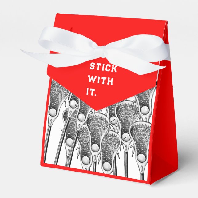 Lacrosse Team Red Favor Box Geschenkschachtel (Vorderseite)