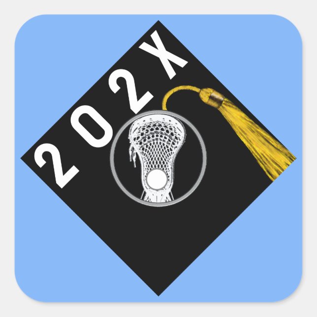 Lacrosse Team Senior Night Light Blue Quadratischer Aufkleber (Vorderseite)
