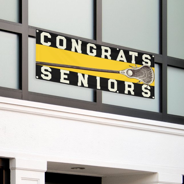 Lacrosse Team Seniors Gelbe Glückwünsche Banner (Äußeres Gebäude)
