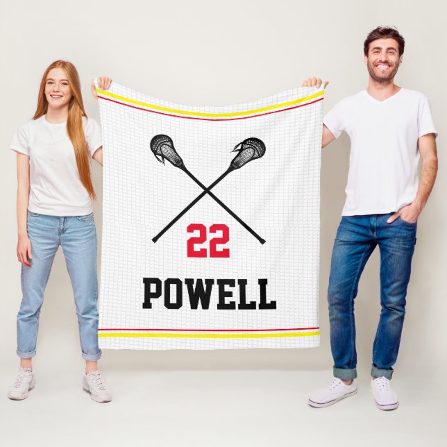 Lacrosse Team Spirituosen Spieler Nummer Schulfarb Fleecedecke (Beispiel)