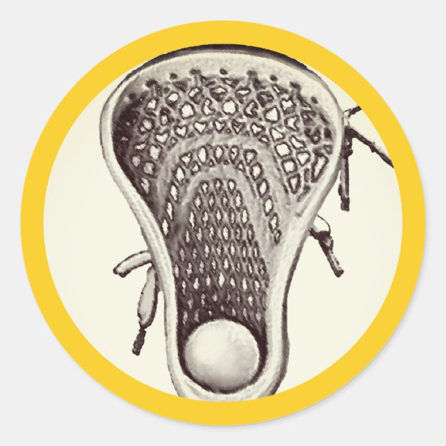Lacrosse Team Yellow Classic Round Sticker (Vorderseite)