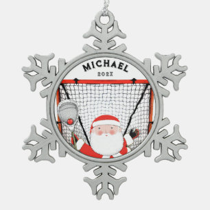 Lacrosse-Torhüter-Feiertagsgeschenk Schneeflocken Zinn-Ornament