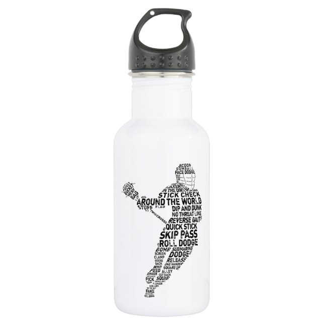Lacrosse Typografie Design Trinkflasche (Vorderseite)