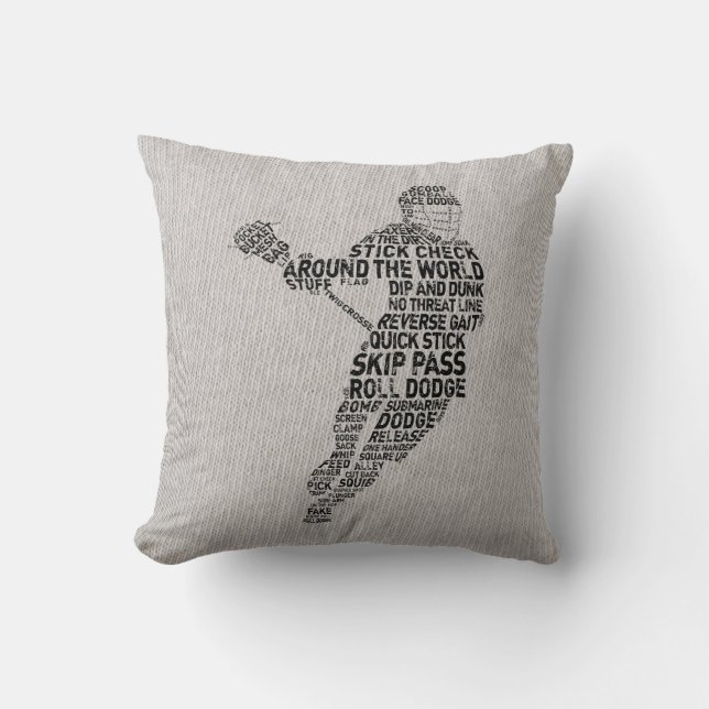 Lacrosse Typographie Design Coussin personnalisabl (Recto)