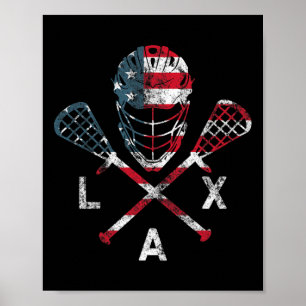 Lacrosse US Flag Lacrosse Player Lacrosse Lax Poster