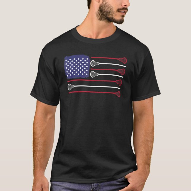 Lacrosse US-Flagge Lacrosse Player Männer Frauen K T-Shirt (Vorderseite)