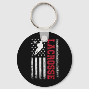 Lacrosse US-Flagge Lax Shirt Männer Frauen Mädchen Schlüsselanhänger