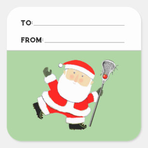 Lacrosse-Weihnachts-Geschenkanhänger Quadratischer Aufkleber