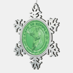 Lacrosse-Weihnachtsbaum-Schneeflocke-Verzierung, Schneeflocken Zinn-Ornament