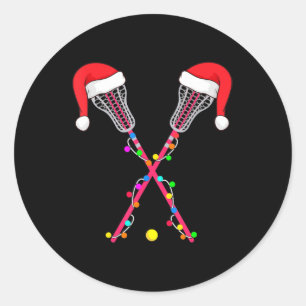 Lacrosse Weihnachtsmannmütze Weihnachtsbeleuchtung Runder Aufkleber