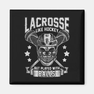 Lacrosse wie Hockey, aber mit Lax Player Gi gespie Magnet