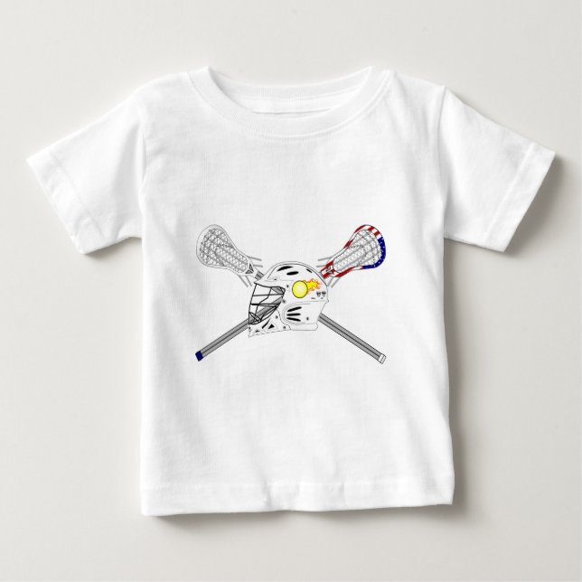 Lacrossestöcke mit Sturzhelm Baby T-shirt (Vorderseite)