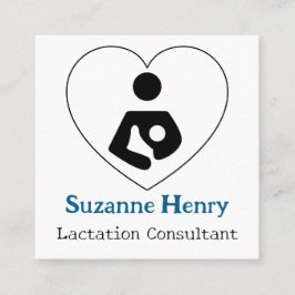 Lactatberater Pflege Baby Heart Blue Quadratische Visitenkarte
