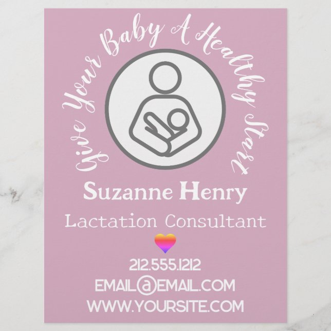 Lactation Consultant Breastfeeding Rainbow Pink Flyer (Vorne)