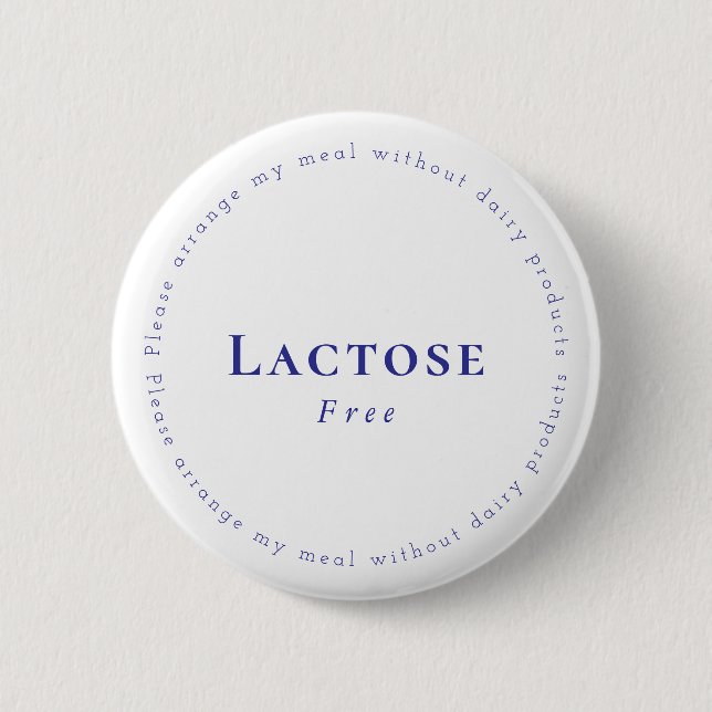 Lactose-Free Request Badge, White - Navy Button (Vorderseite)
