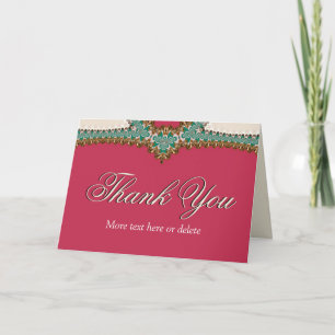 Lacy Aquamarin Gold Pink Einzigartig Dankeschön- Dankeskarte