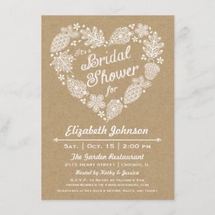 Lacy Blätter Herzbridal Dusche Einladung