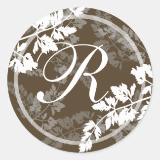 Lacy-Blätter/ Monogramm Runder Aufkleber