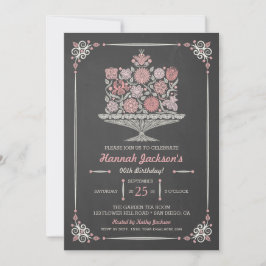 Lacy Blume Geburtstag Chalkboard Einladung 12x18
