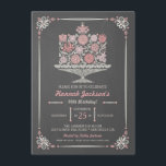 Lacy Blume Geburtstagskateboard Einladung<br><div class="desc">Sehr hübscher Geburtstagskuchen mit Spitzen wie Blume in Rosa. Dekorativer Rahmen in Kreide weiß und rosa auf einem Kreideboden. Präfekt für jedes Alter Mädchen Geburtstagsfeier feiern. Andere Farben sind verfügbar. Bitte Karo meinen Laden für mehr wie dieses. Originalbild von pj_design. Sie mögen diese etwas dunklere Chalkboard-Version,  die 12x18 ist:</div>