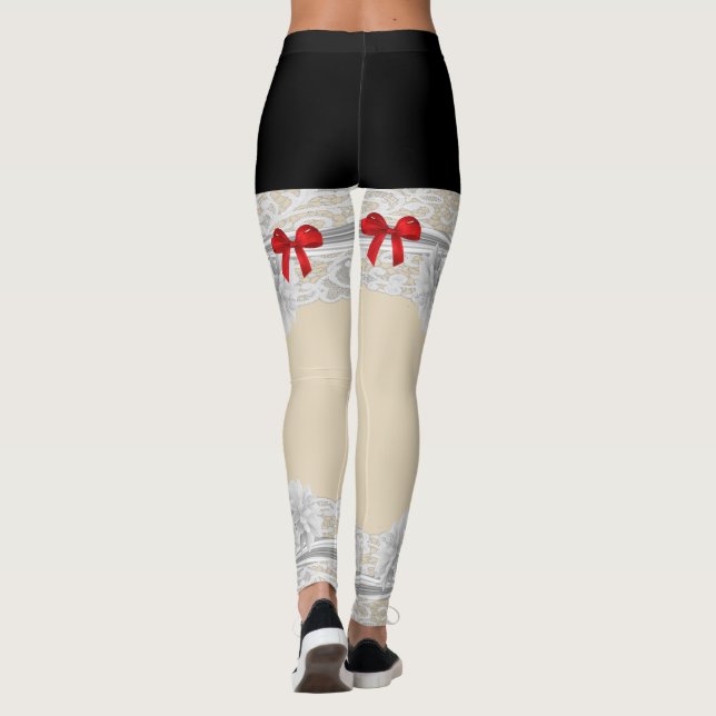 Lacy Bräute rotes Buggartenmuster Leggings (Rückseite)