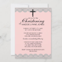 Lacy Christening, Baptême ou Dedication Invitation