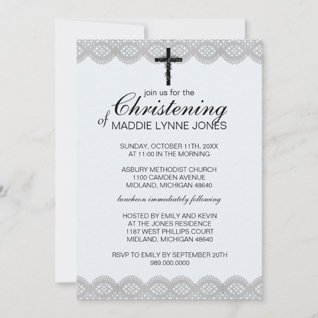 Lacy Christening, Taufe oder Dedication-Einladung Einladung (Vorderseite)
