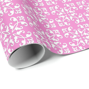 Lacy cutwork - weiß über orchid rosa geschenkpapier