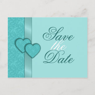 Lacy Damast-Herz-Save the Date Postkarte