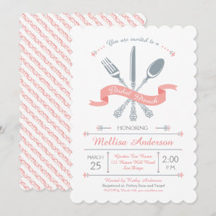 Lacy Fork Knife Spoon Bridal Brunch Einladung