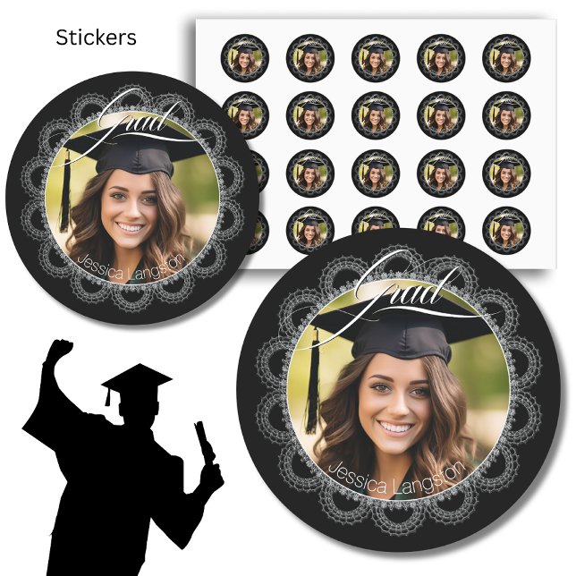 Lacy Foto Abschluss Runder Aufkleber (Von Creator hochgeladen)